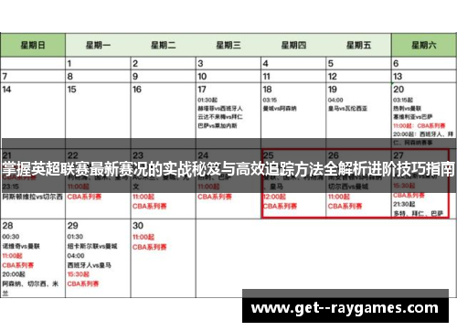 掌握英超联赛最新赛况的实战秘笈与高效追踪方法全解析进阶技巧指南